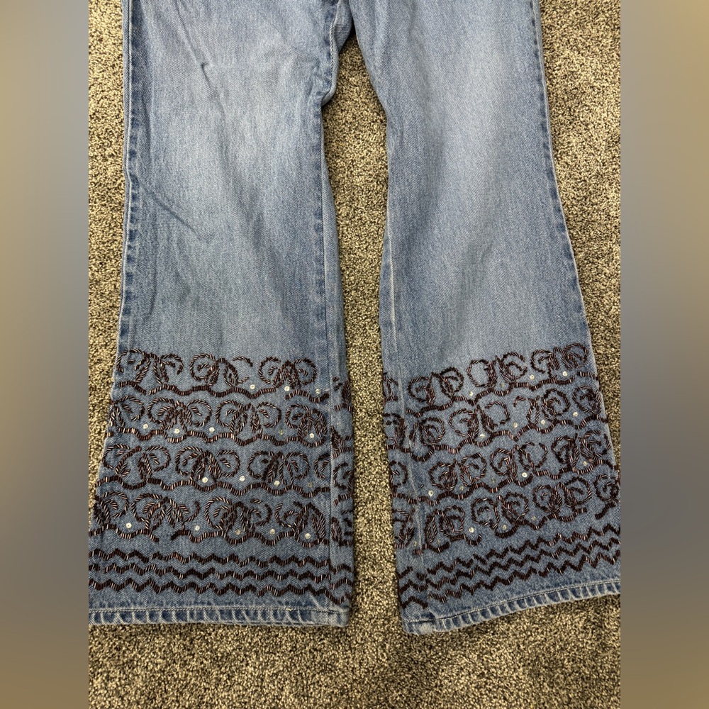 Spiegel Blue Straight Leg Jeans with Floral Embroidery - Picture 4 of 9